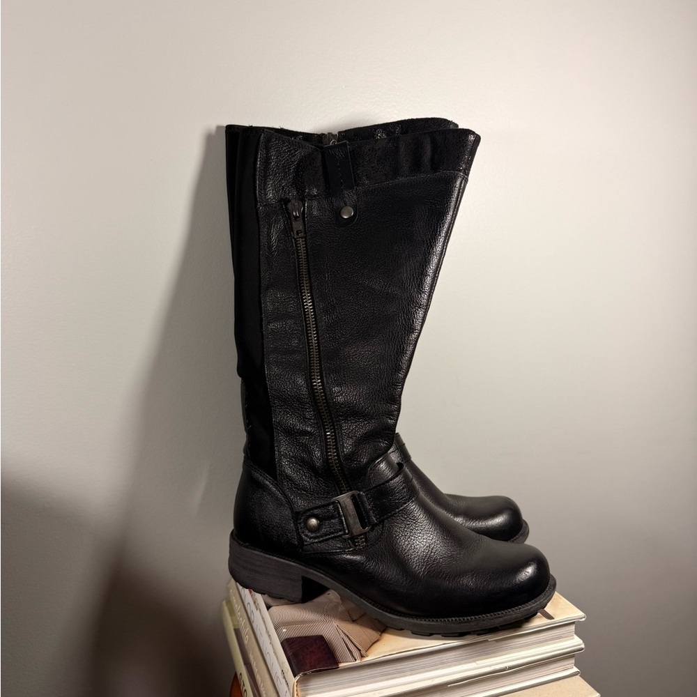 Earth Origin Black Leather Tall Women's Boots Size 10W - Picture 13 of 15